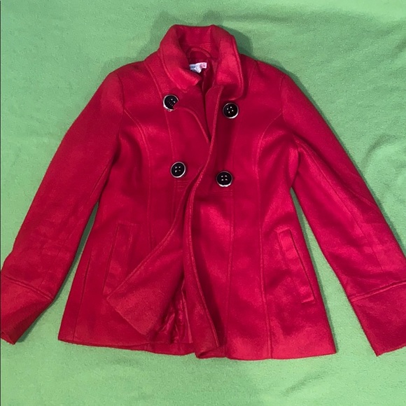 Women’s Red Pea Coat - Picture 2 of 9